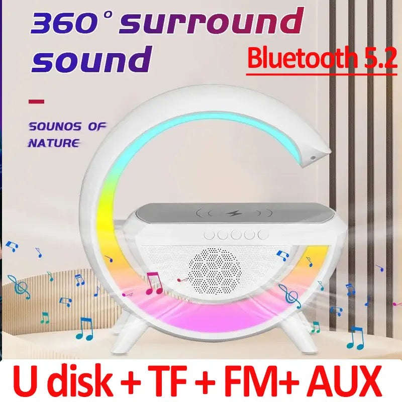 Multifunctional Wireless Charger Night Light Bluetooth Speaker Music Sync APP Control RGB Light F...