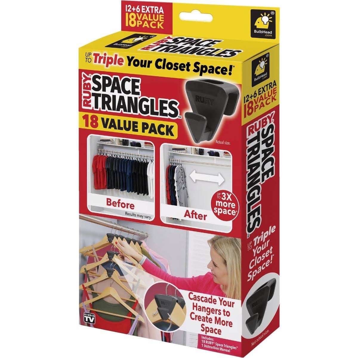 RUBY Space Triangles AS-SEEN-ON-TV, Creates Up to 3X More Closet Space