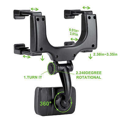 360 Rotation Universal Car  View Rear Mirror Mount Stand GPS Cell Phone Holder