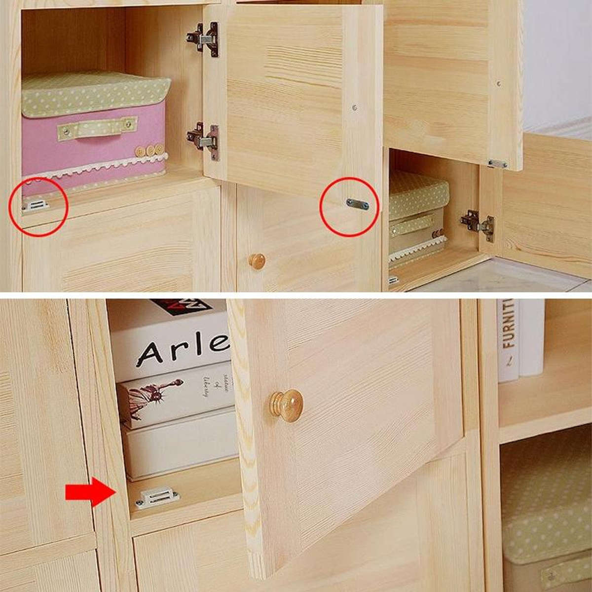 Magnetic Cupboard Door Catch Cabinet Door Holder-White