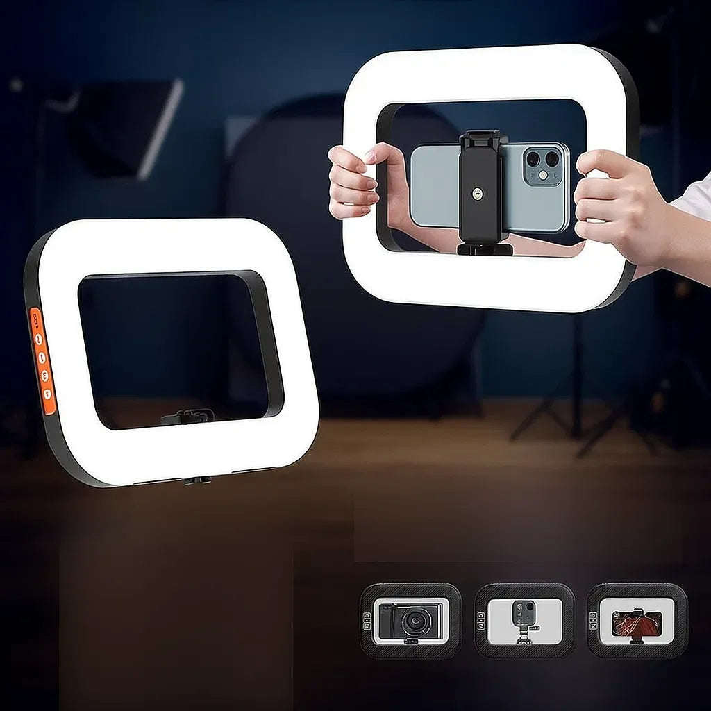 MTech Handheld LED Ring Light Video Rig with Adjustable Tripod for Phones & Cameras
