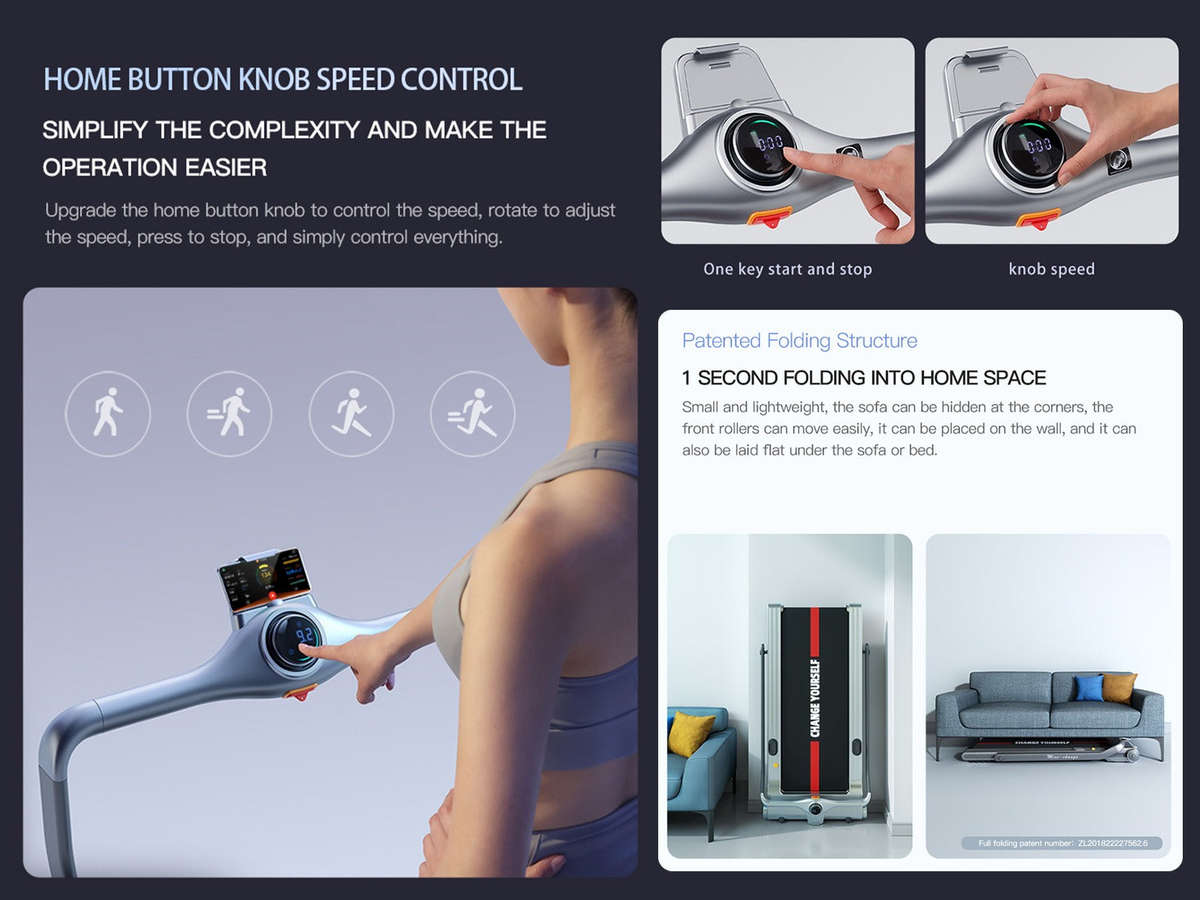 YPOO Mini Change Motorized Folding Treadmill  Home & Office Fitness