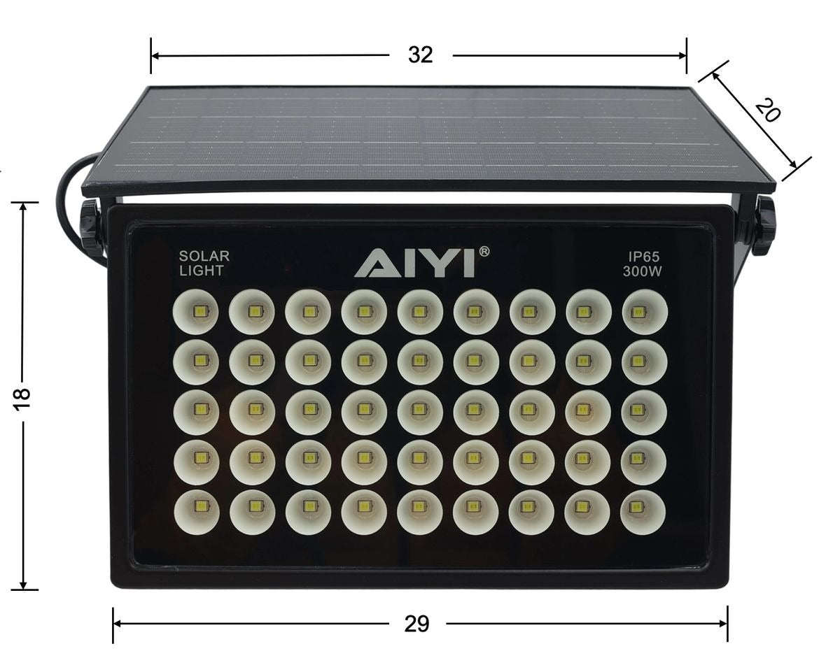 AIYI 300W Integrated Solar Flood Light  Outdoor LED with Remote