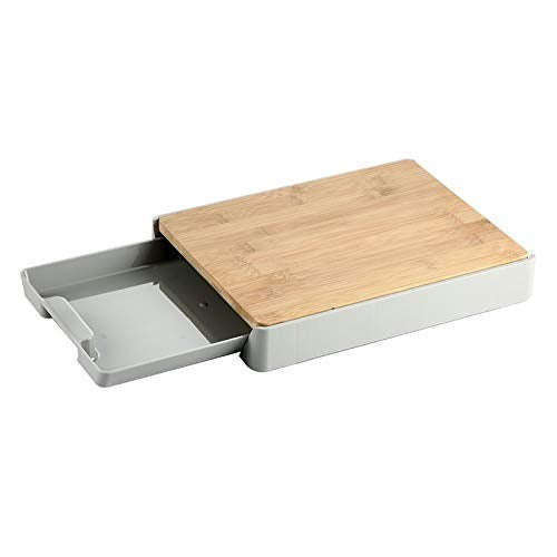 MHome Bamboo Cutting Board with Slide-Out Tray