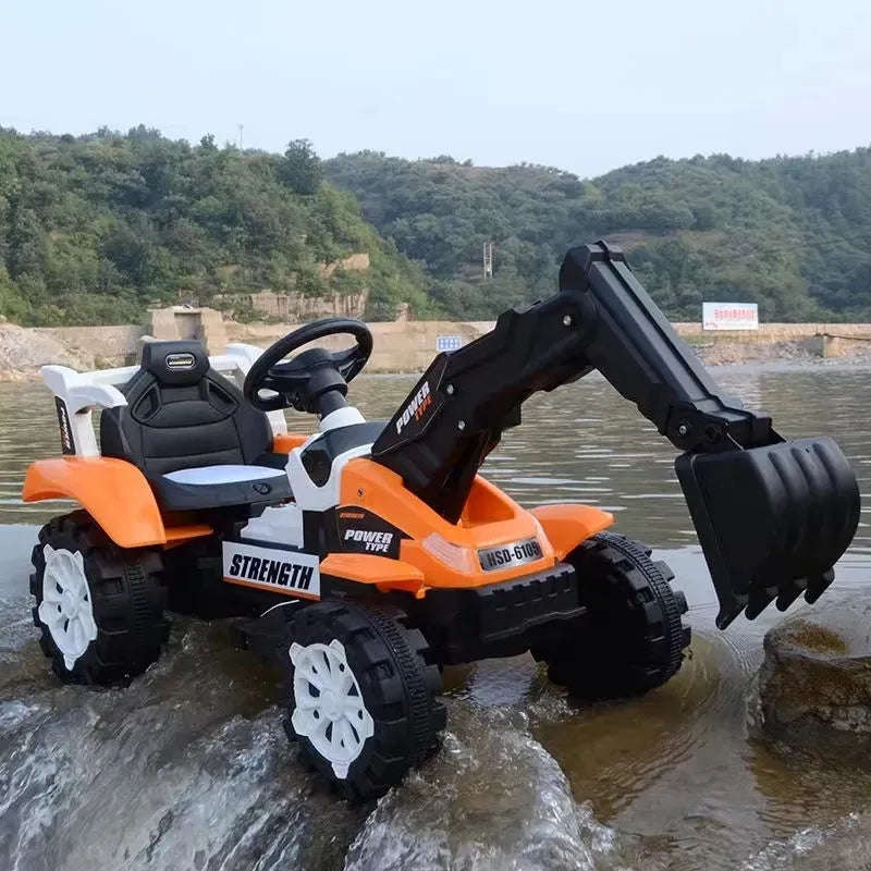 Kids Electric Forklift Ride-On with Bucket, Music & Lights | 6V Battery | Realistic Construction ...