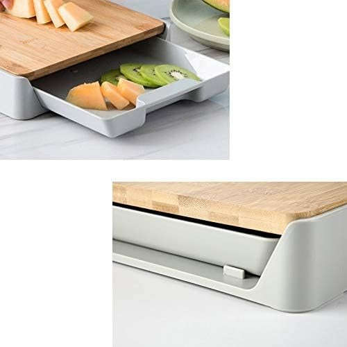 MHome Bamboo Cutting Board with Slide-Out Tray