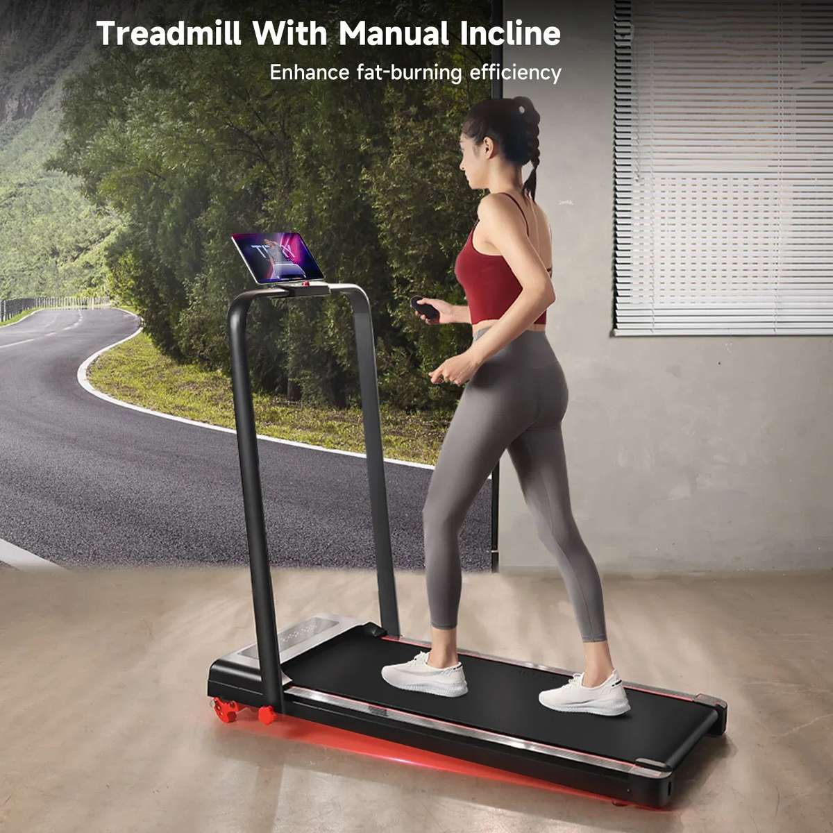 S&R Foldable Walking Pad With Handle Bar