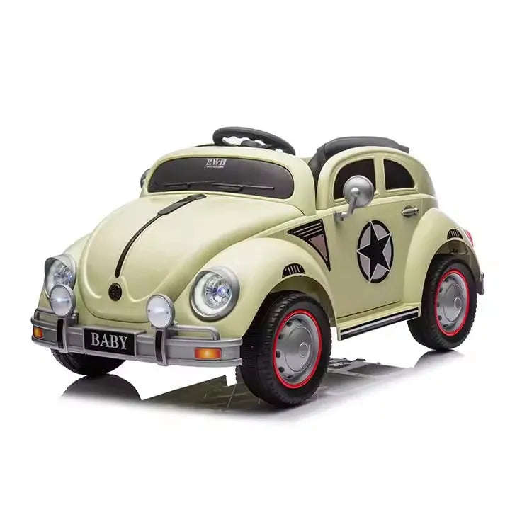 Kids Retro Beetle Electric Ride-On Car | 12V | LED Lights | Remote Control
