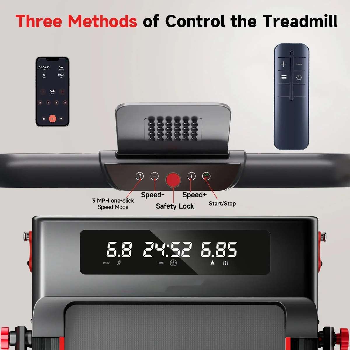 S&R Foldable Walking Pad With Handle Bar