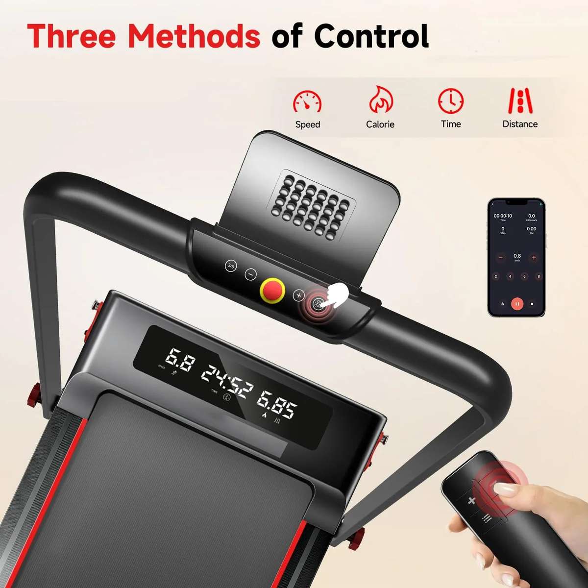 S&R Foldable Walking Pad With Handle Bar