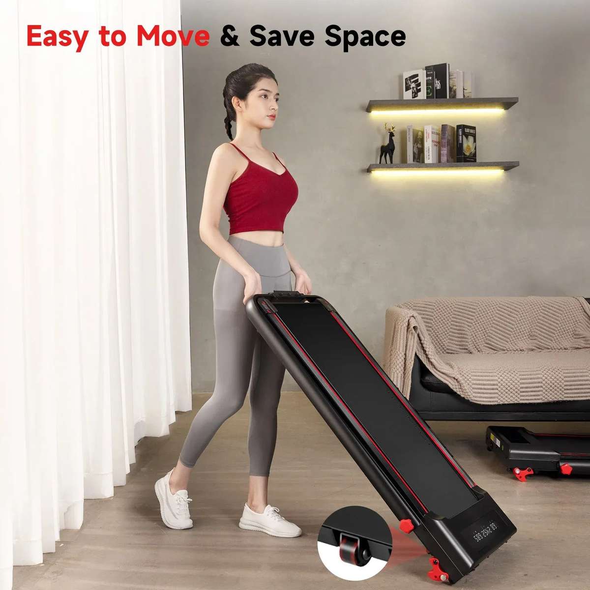 S&R Foldable Walking Pad With Handle Bar