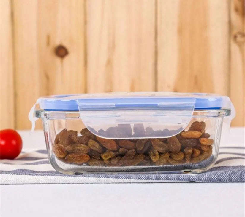 Glass Food Container With Plastic Lids Set of 3