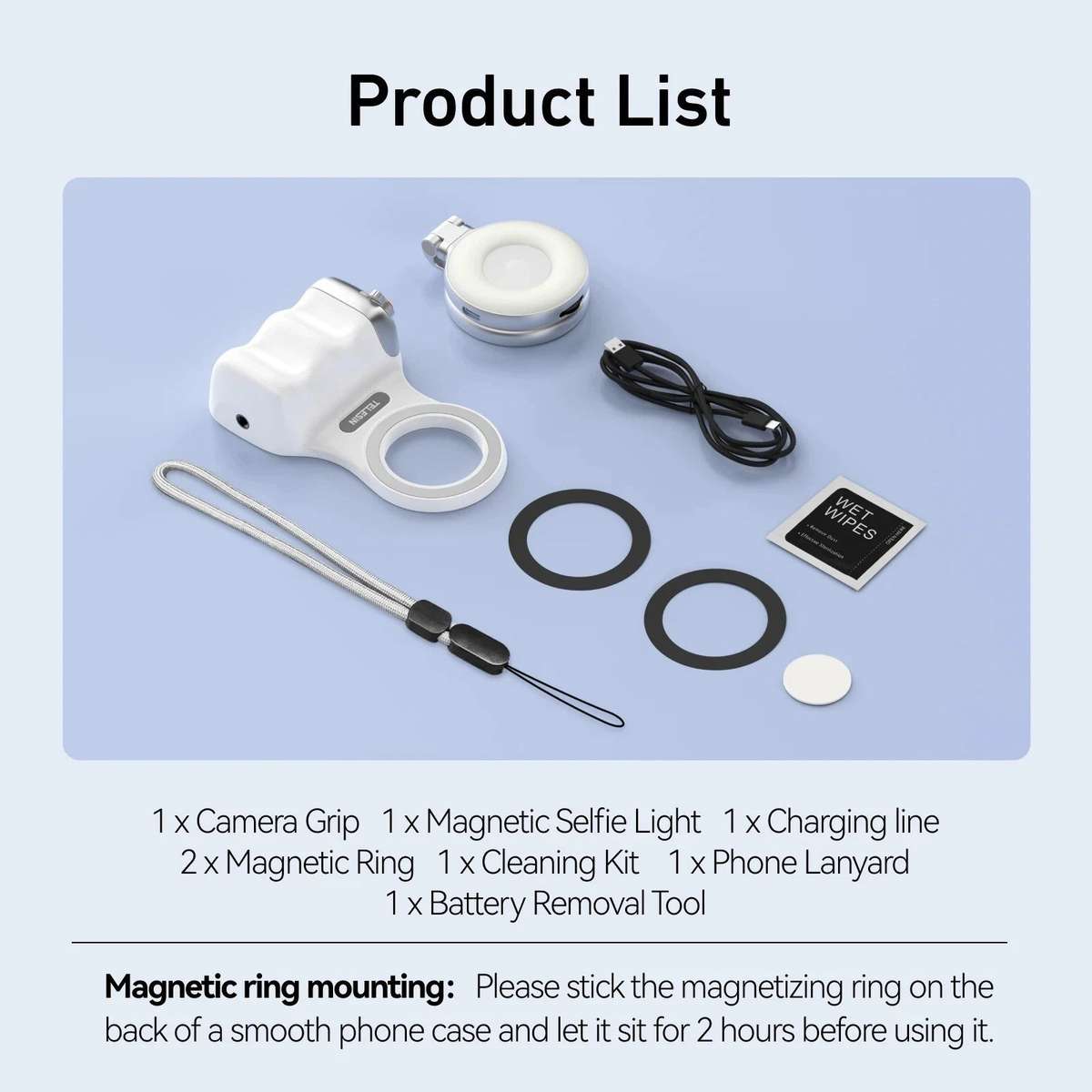 TELESIN Fun Shot Magnetic Camera Grip + Magnetic Selfie Light Combo