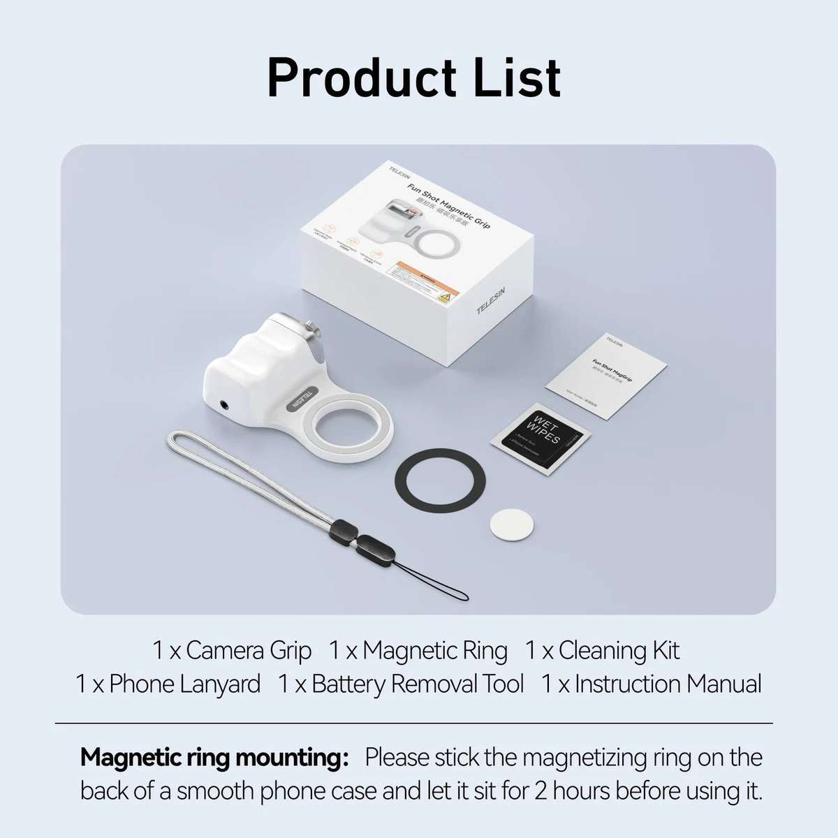 TELESIN Fun Shot Magnetic Camera Grip + Magnetic Selfie Light Combo