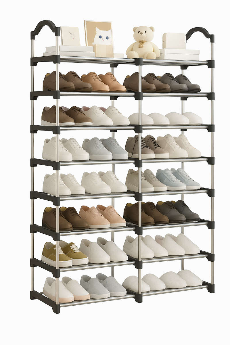 8-Tier Shoe Rack with Layer Covers Sturdy and Space-Saving Shoe Organizer