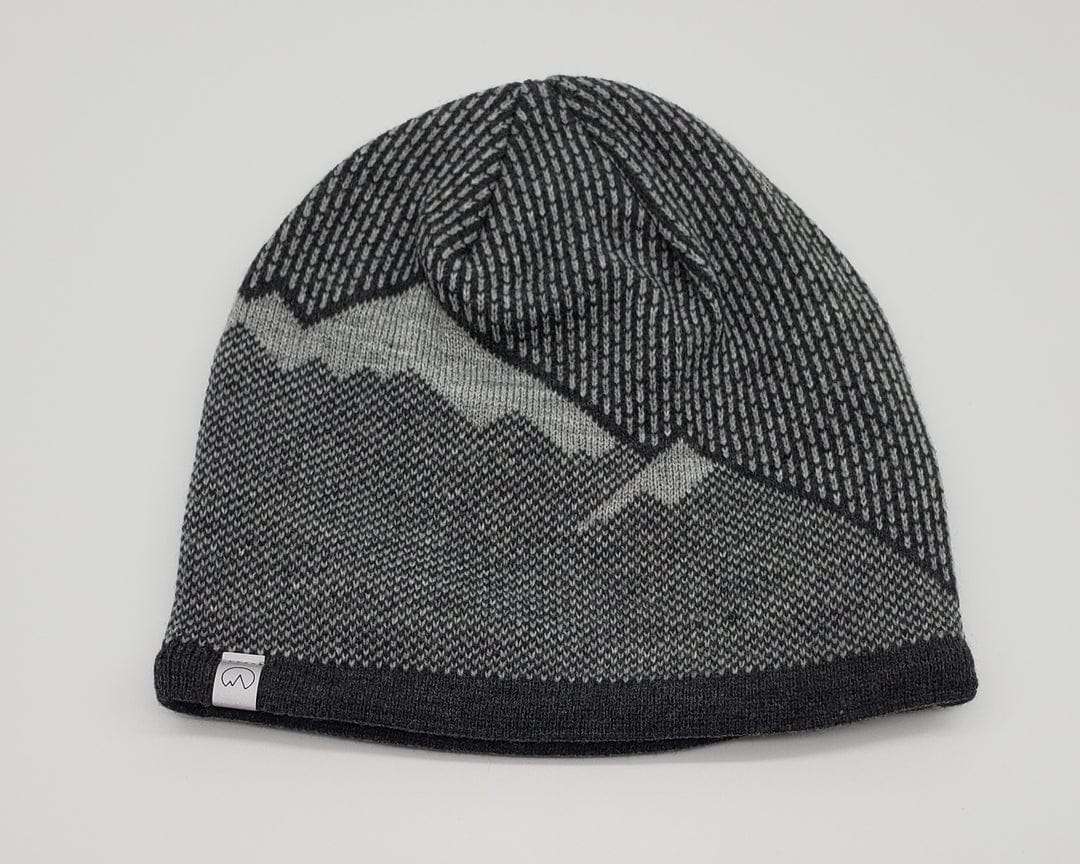 Sherpa Lined Knit Beanie  Warm Winter Hat with Mountain Pattern