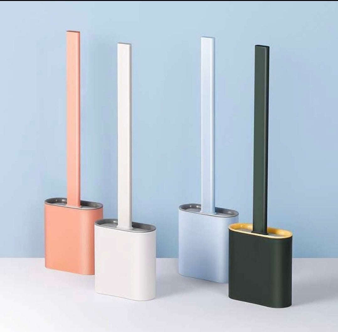 Wall Mountable Silicone Toilet Brush with Holder - Blue