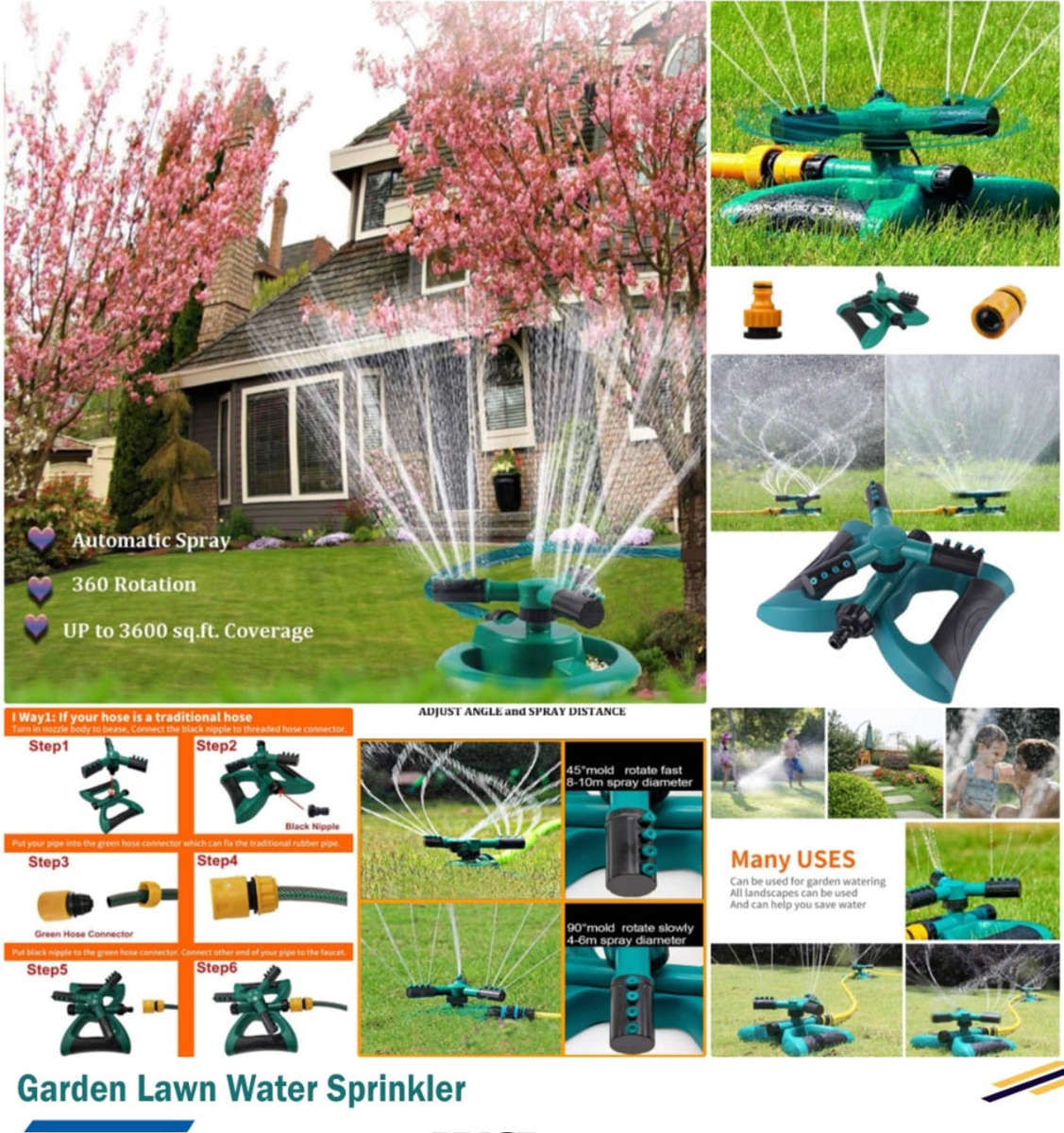 Durable Lawn Sprinkler, Water Sprinklers for Garden, Lawn, Yard, Flower Grass Pl