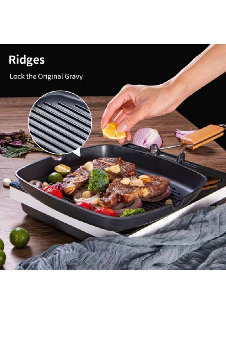Non-Stick Grilling Pan with Foldable Handle