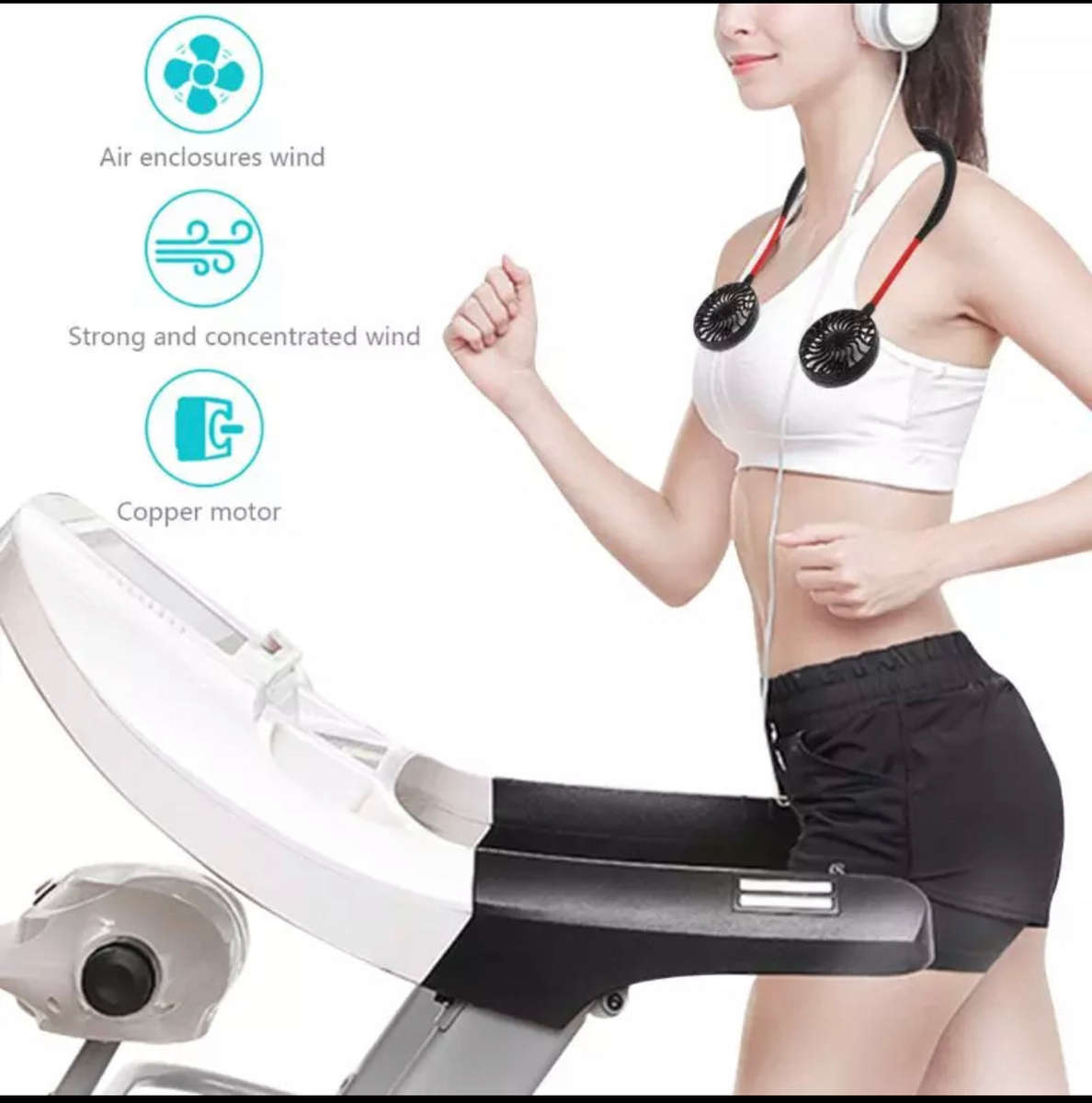 USBPortable Fan Cold Fan Hands Free Neck Fan Hanging Rechargeable Mini Sports Fan