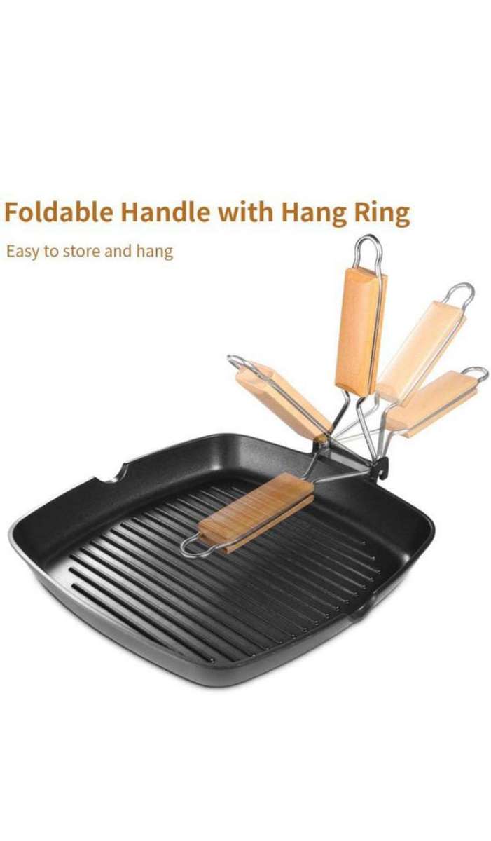 Non-Stick Grilling Pan with Foldable Handle