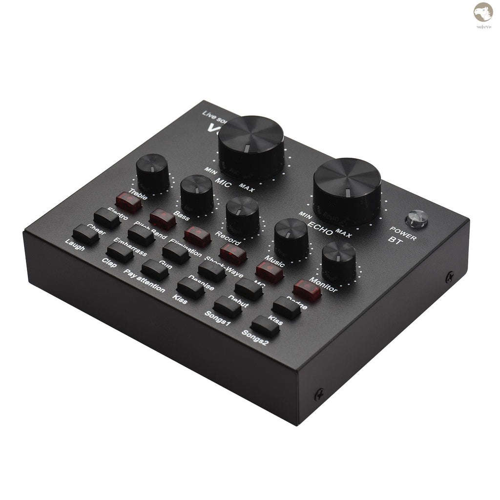 V8 External Live Sound Card Microphone Set Mini Sound Mixer Board for Live Streaming Karaoke Sing...