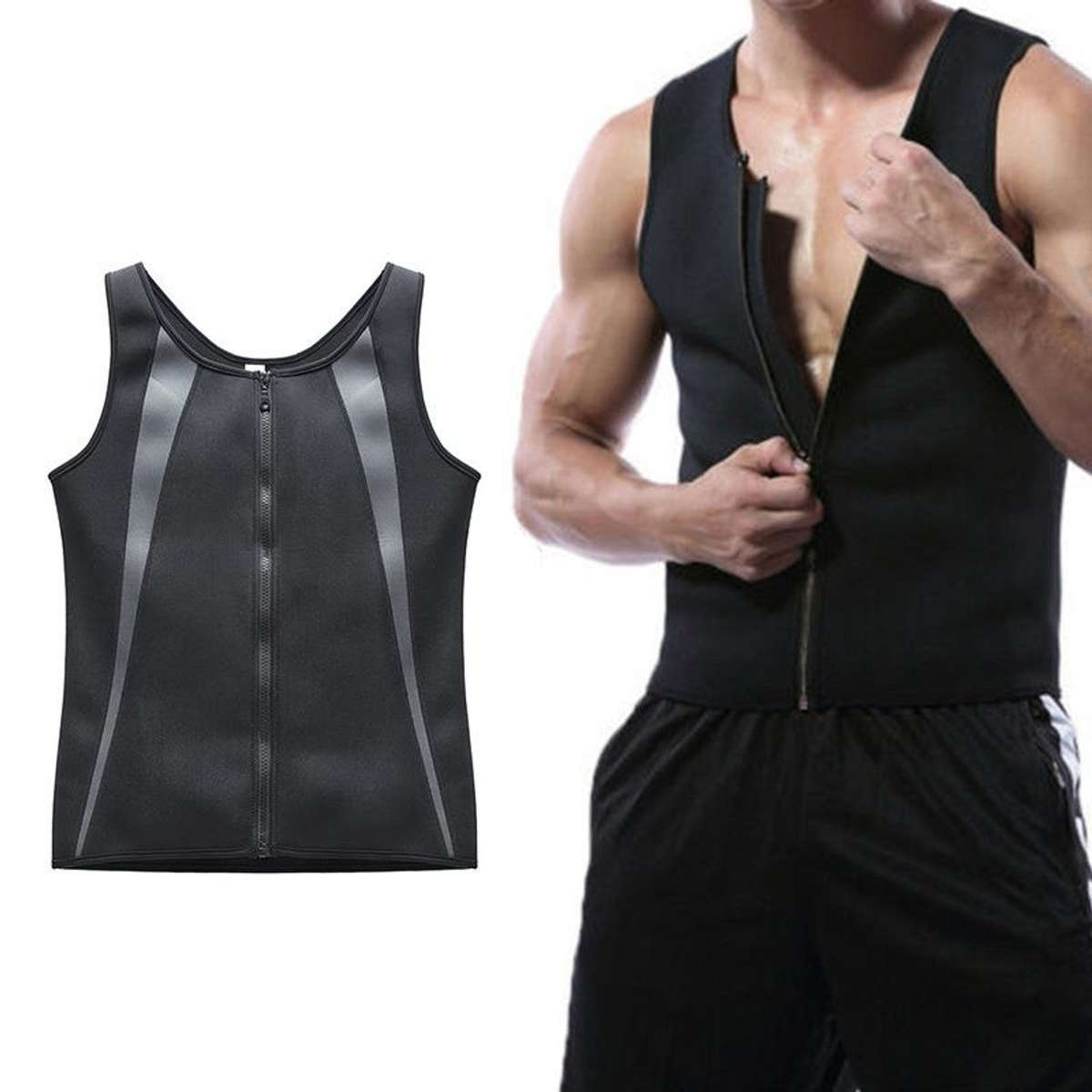 Men Zipper Vest Abdomen Corset Fitness Clothing