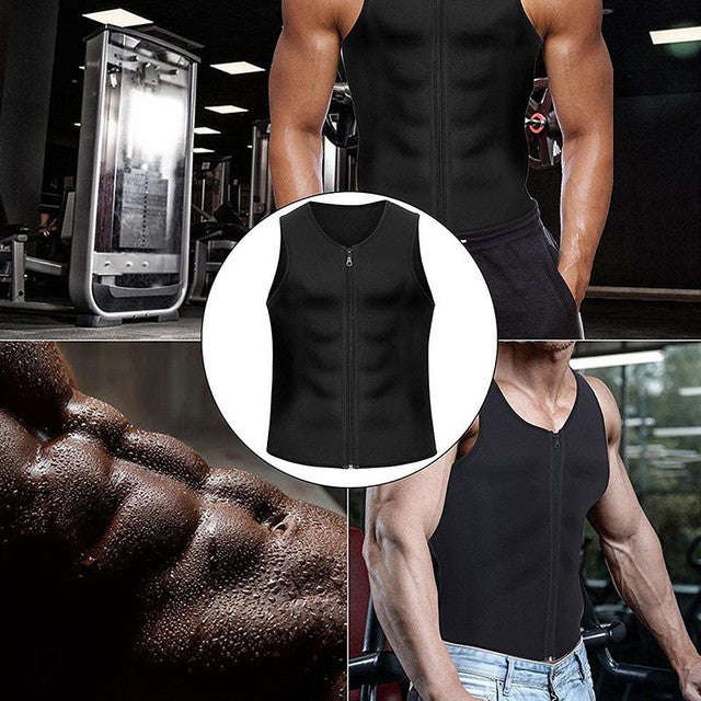 Men Zipper Vest Abdomen Corset Fitness Clothing