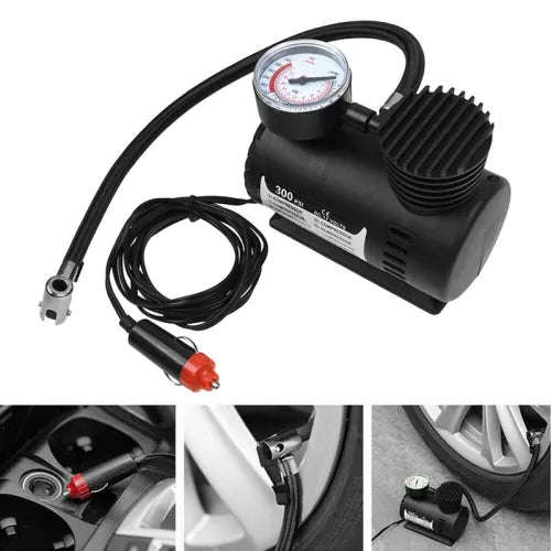 Auto Car Electric Tire Air Inflator Pump Portable Air Compressor Black