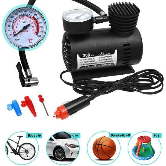 Auto Car Electric Tire Air Inflator Pump Portable Air Compressor Black