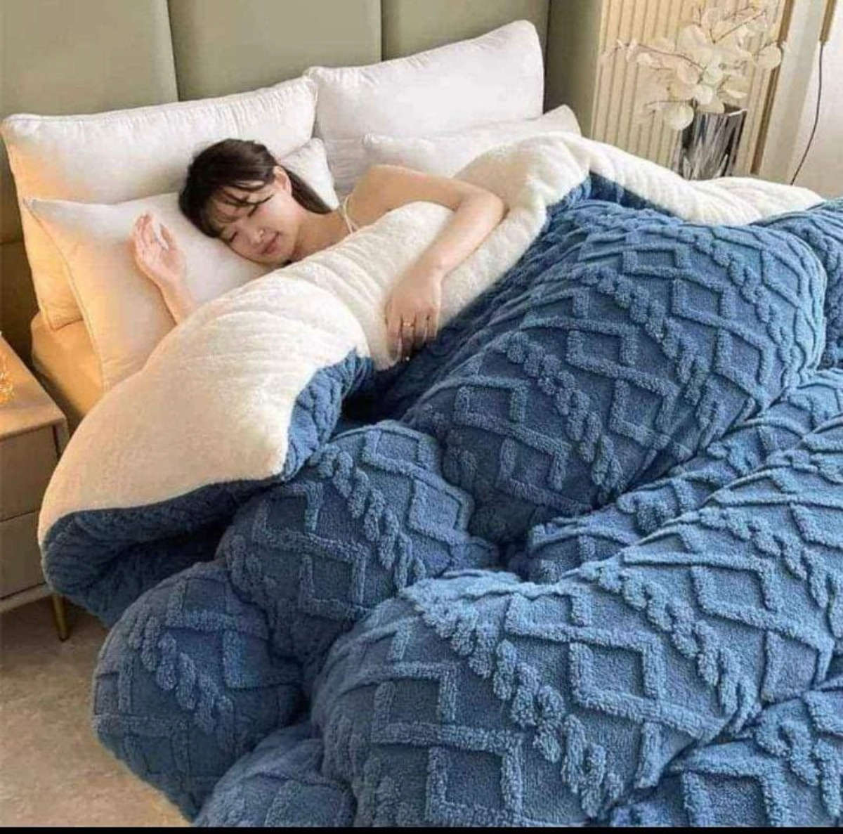 5pc Thickened Warm Double-Sided Fleece Quilt