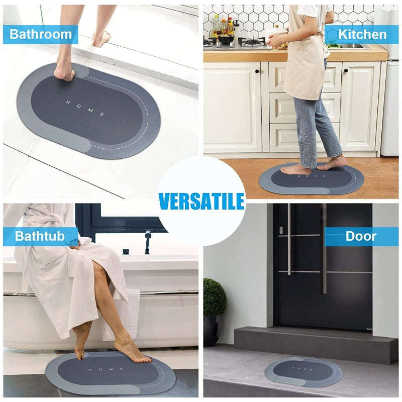 Bath Mat Water Absorbent Non-Slip, Water Absorbent Bath Carpet For Bathroom, Shower Room, Tub, En...