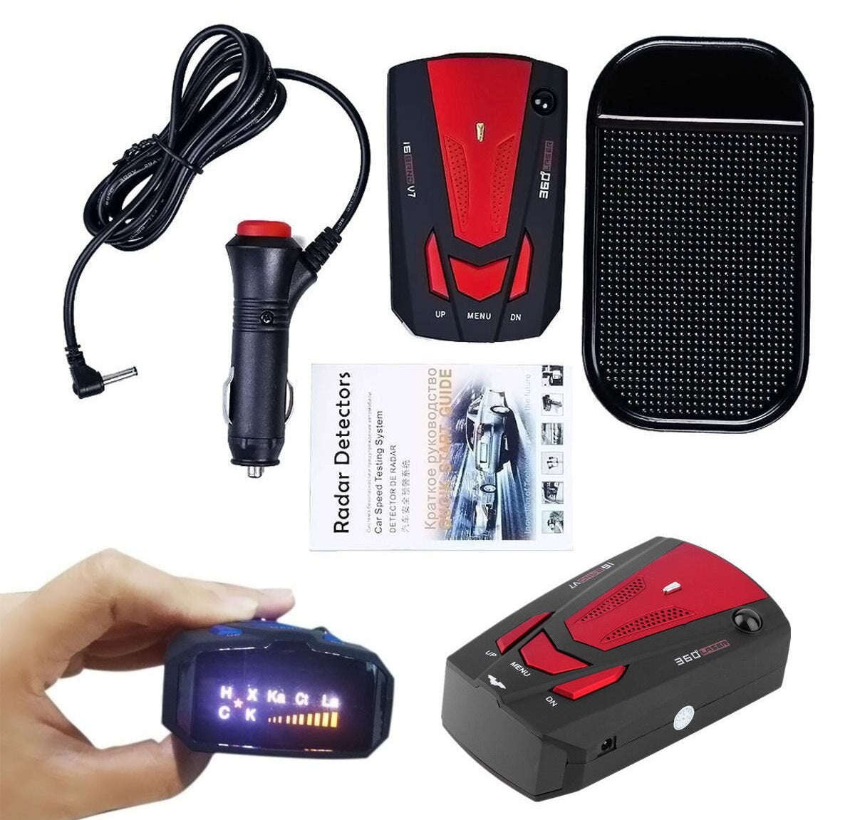 Car Speed Radar Detector 360 Degrees 16 Band V7 Police Safe Voice Alert Laser