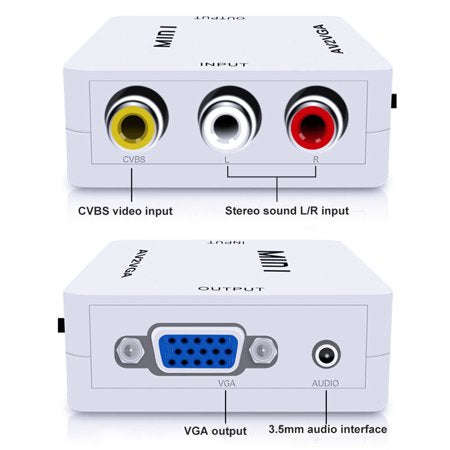 Mini AV2VGA Video Converter Convertor Box AV RCA CVBS to VGA Video Converter Conversor with 3.5mm...