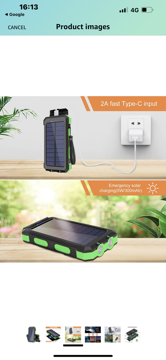 Solar Charging Power Bank Fast Charge 20000mah
