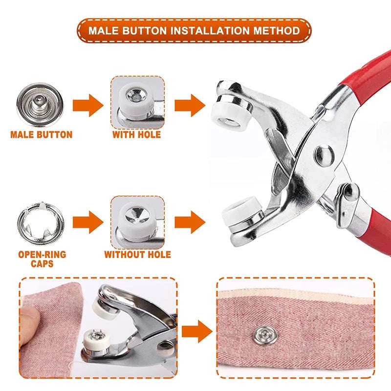 Plier Tool 100pcs Metal Snap Button Thickened Snap Fastener Kit DIY Craft Supplies for Installing...