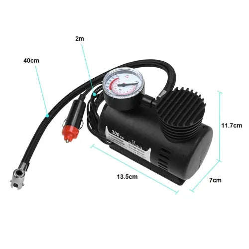 Auto Car Electric Tire Air Inflator Pump Portable Air Compressor Black