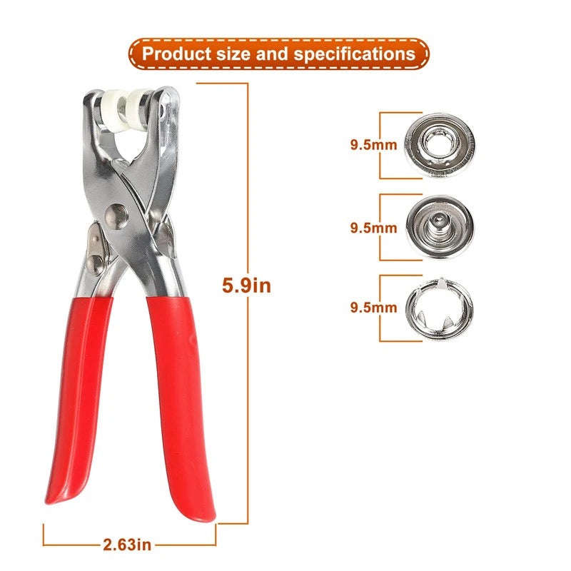 Plier Tool 100pcs Metal Snap Button Thickened Snap Fastener Kit DIY Craft Supplies for Installing...