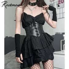 Punk Push Up Corset Black White Corset Goth Waist