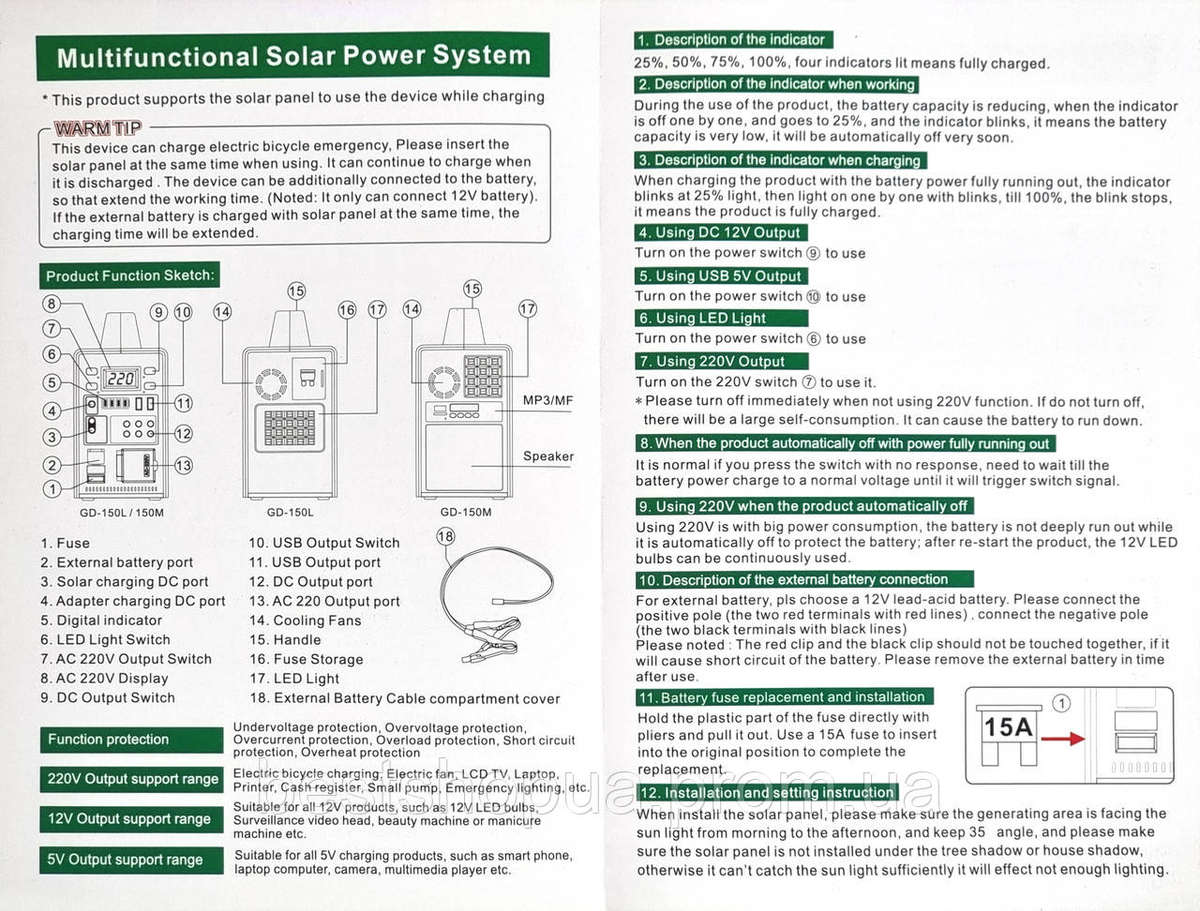 UPS solar system 150W inverter for external battery UPC panel uninterruptible power bank