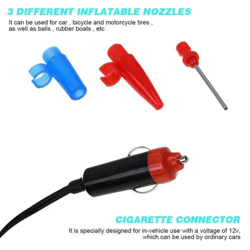 Auto Car Electric Tire Air Inflator Pump Portable Air Compressor Black