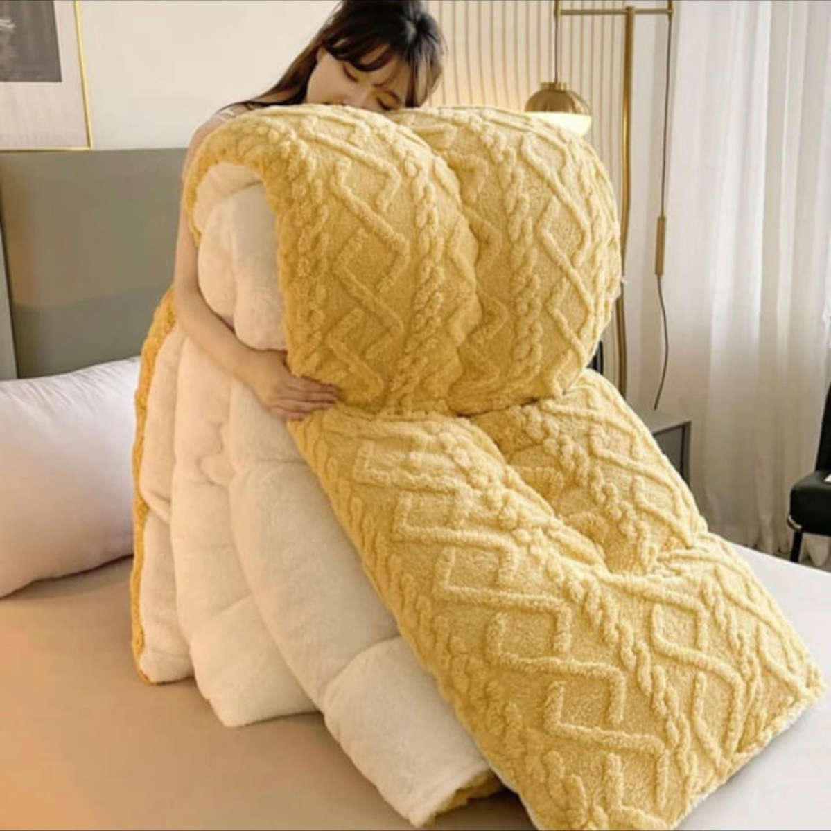 5pc Thickened Warm Double-Sided Fleece Quilt