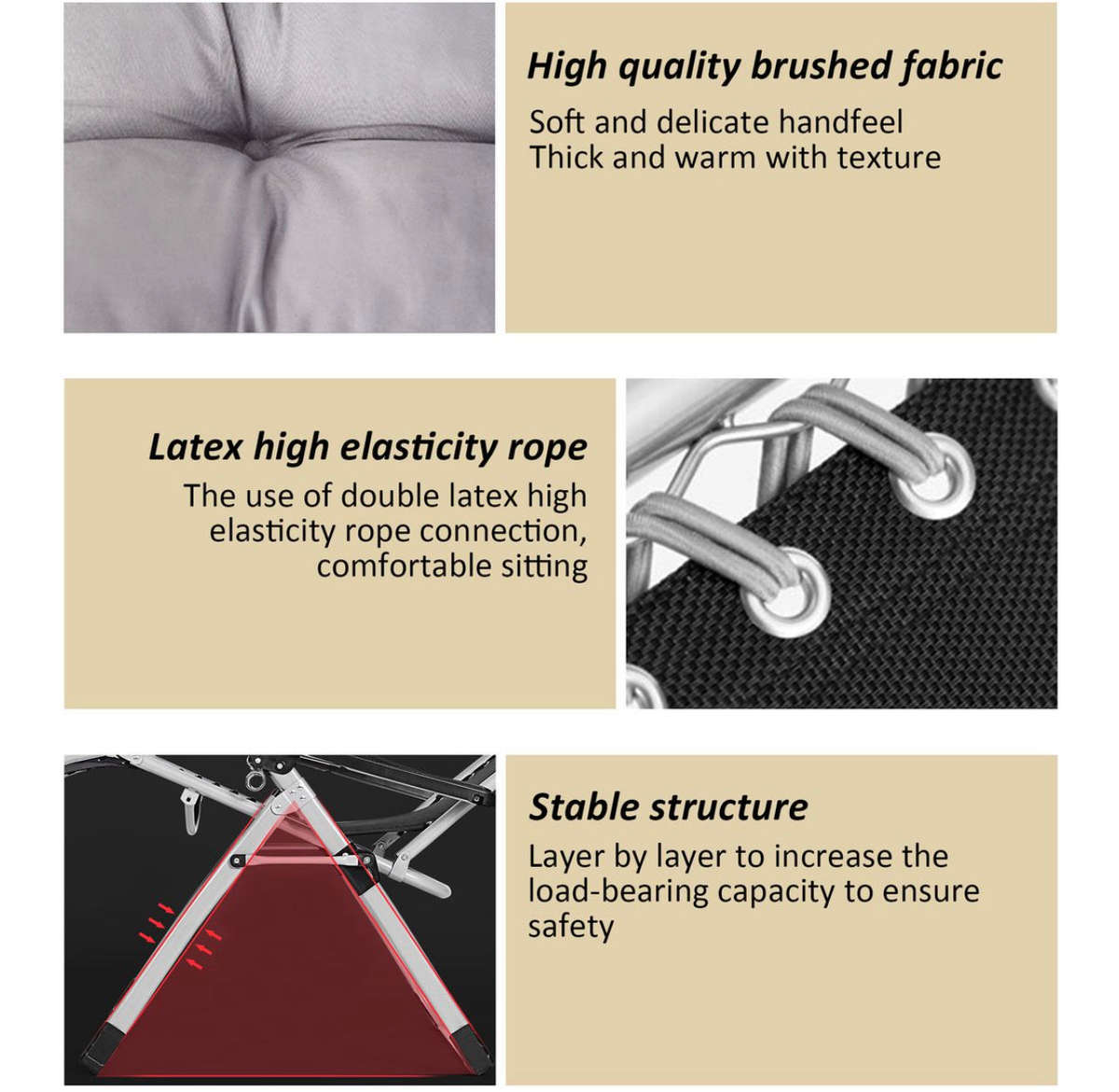 Folding Recliner Lounger Chairs With Detachable Cushion - Set of 2