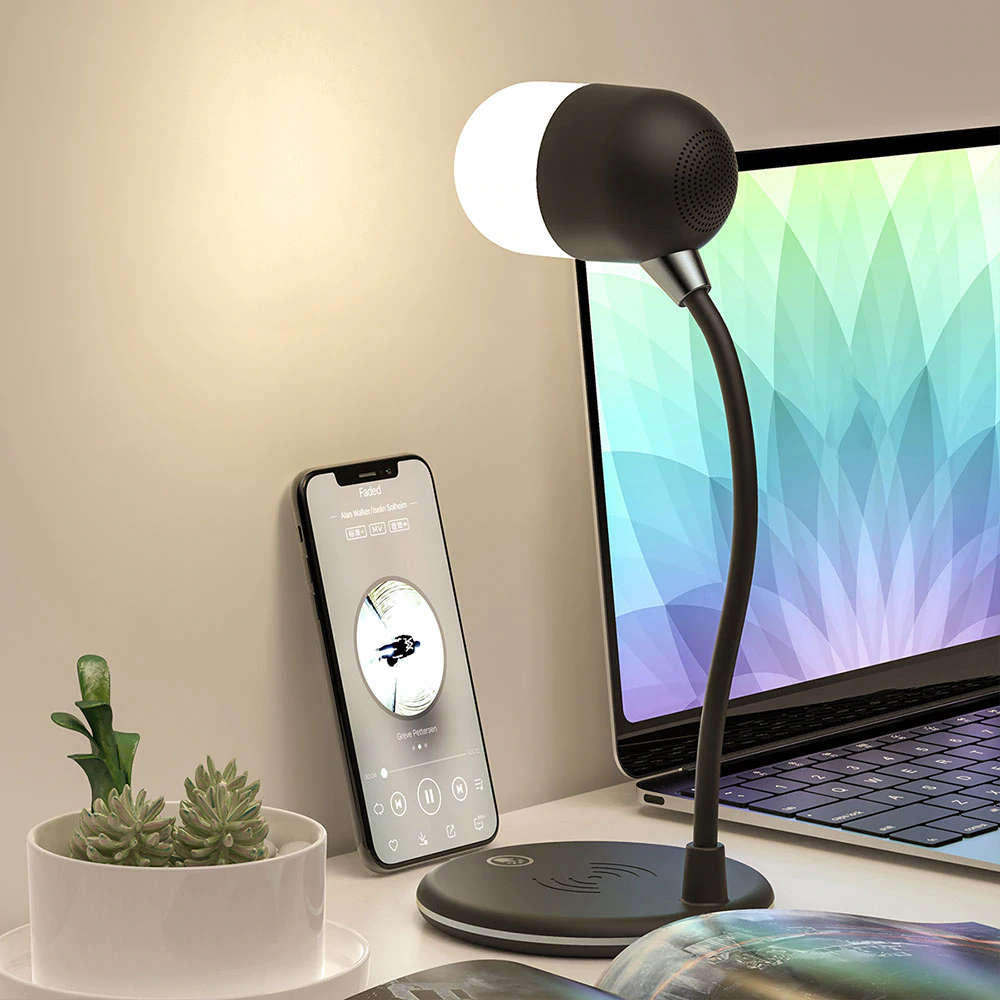 Desk Lamp with Qi Wireless Charger 5W Bluetooth Speaker 3:1