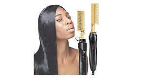 Electric Hot Comb, Hair Straightener Dryer Brush for Ethnic Hair, Wigs, Beards