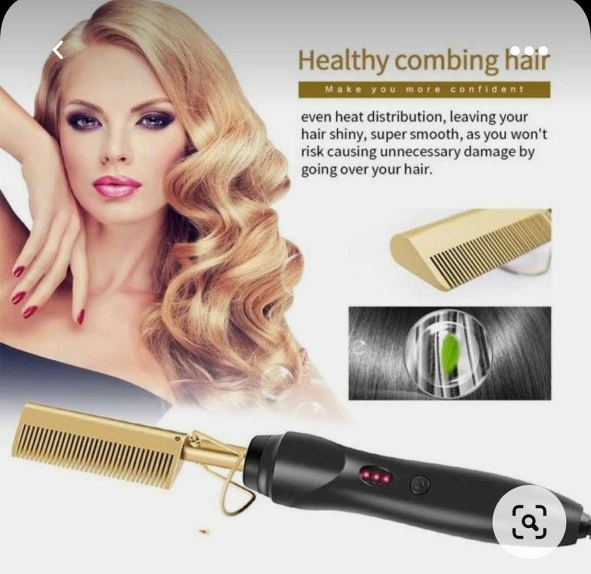 Electric Hot Comb, Hair Straightener Dryer Brush for Ethnic Hair, Wigs, Beards
