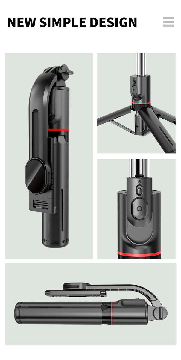 Portable 44 Inch Selfie Stick Phone Tripod With Wireless Remote Control Expandable Smartphone Tri...