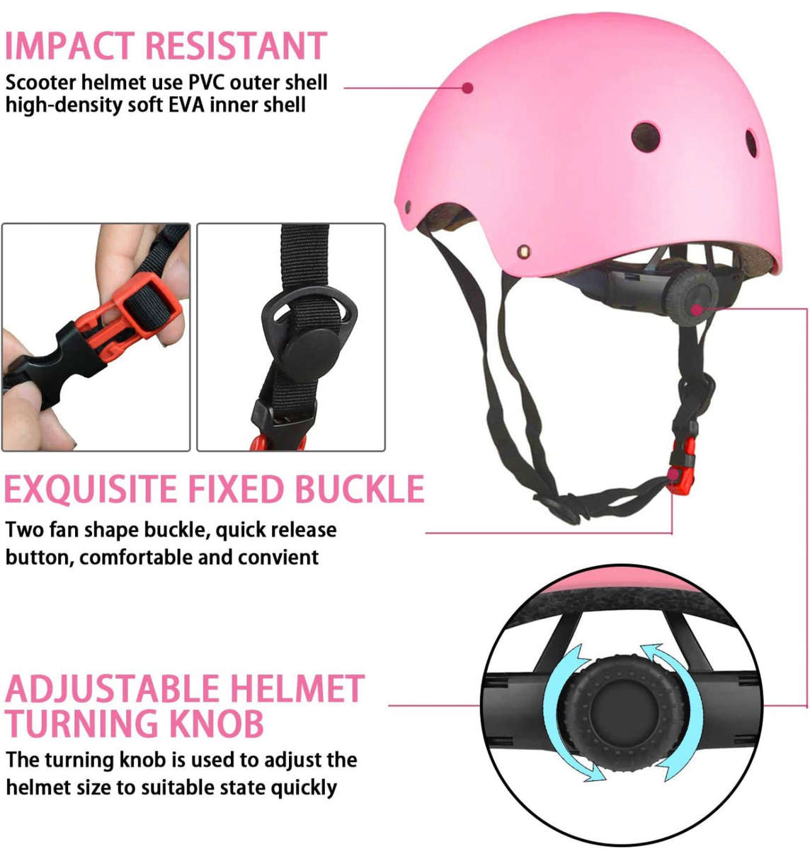 ValueTalks Kid's Protective Gear Set, 7 in 1 Kids Adjustable Helmet Suitable for Ages 3-8