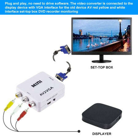 Mini AV2VGA Video Converter Convertor Box AV RCA CVBS to VGA Video Converter Conversor with 3.5mm...