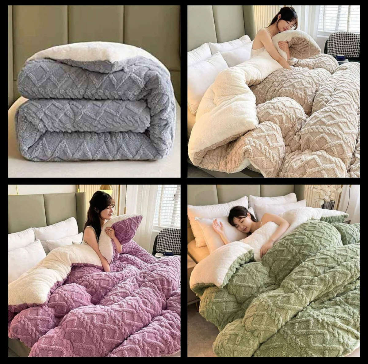 5pc Thickened Warm Double-Sided Fleece Quilt